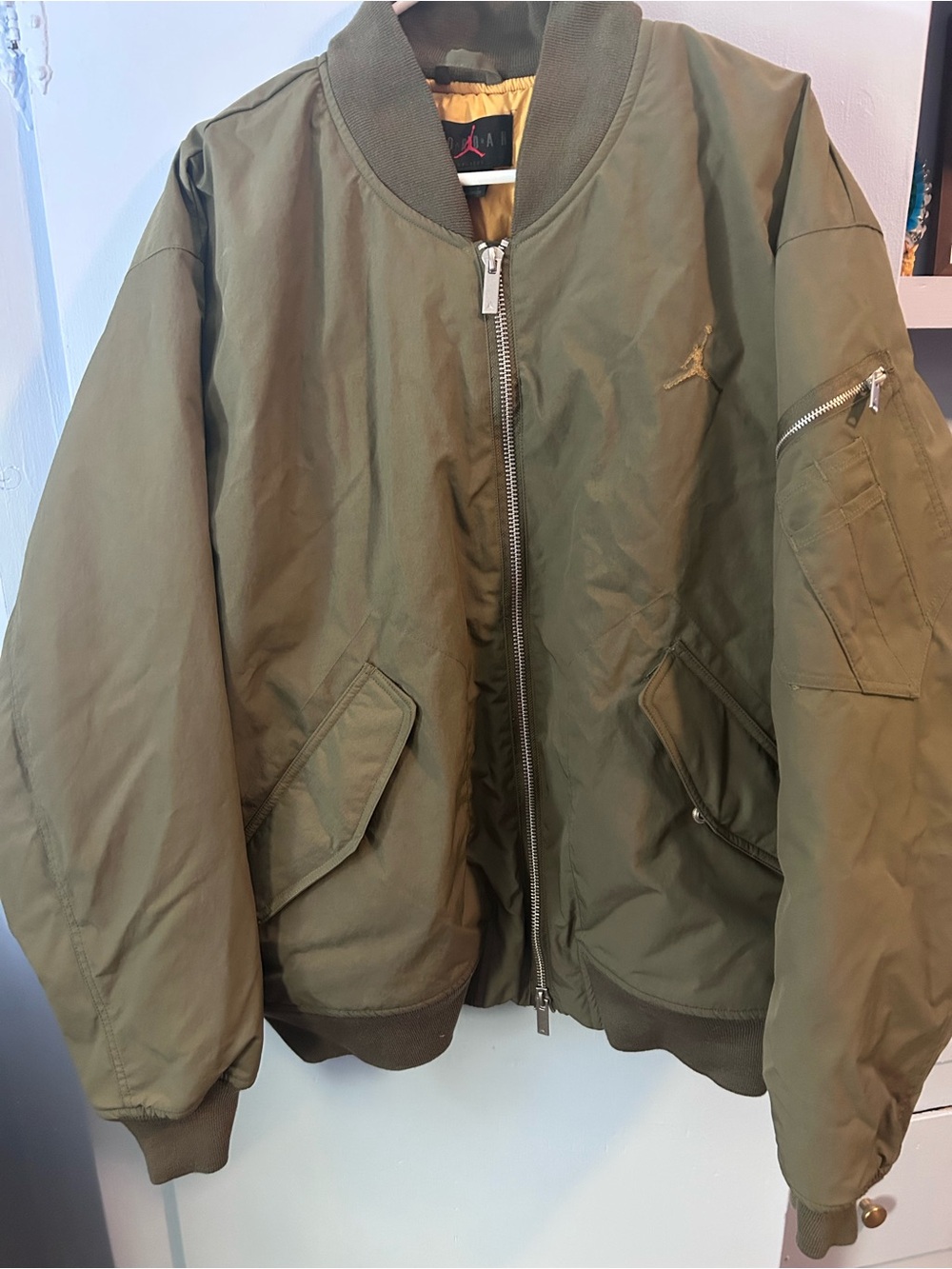Jordan Olive Green Bomber Jacket with Subtle Jumpman